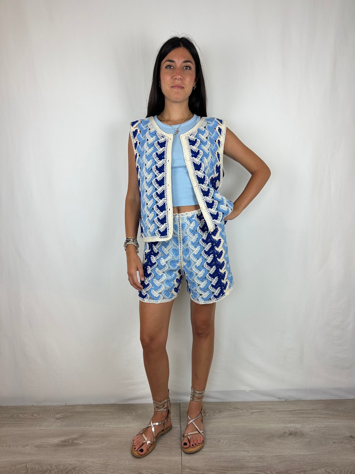 COMPLETO CROCHET AZZURRO|BLU