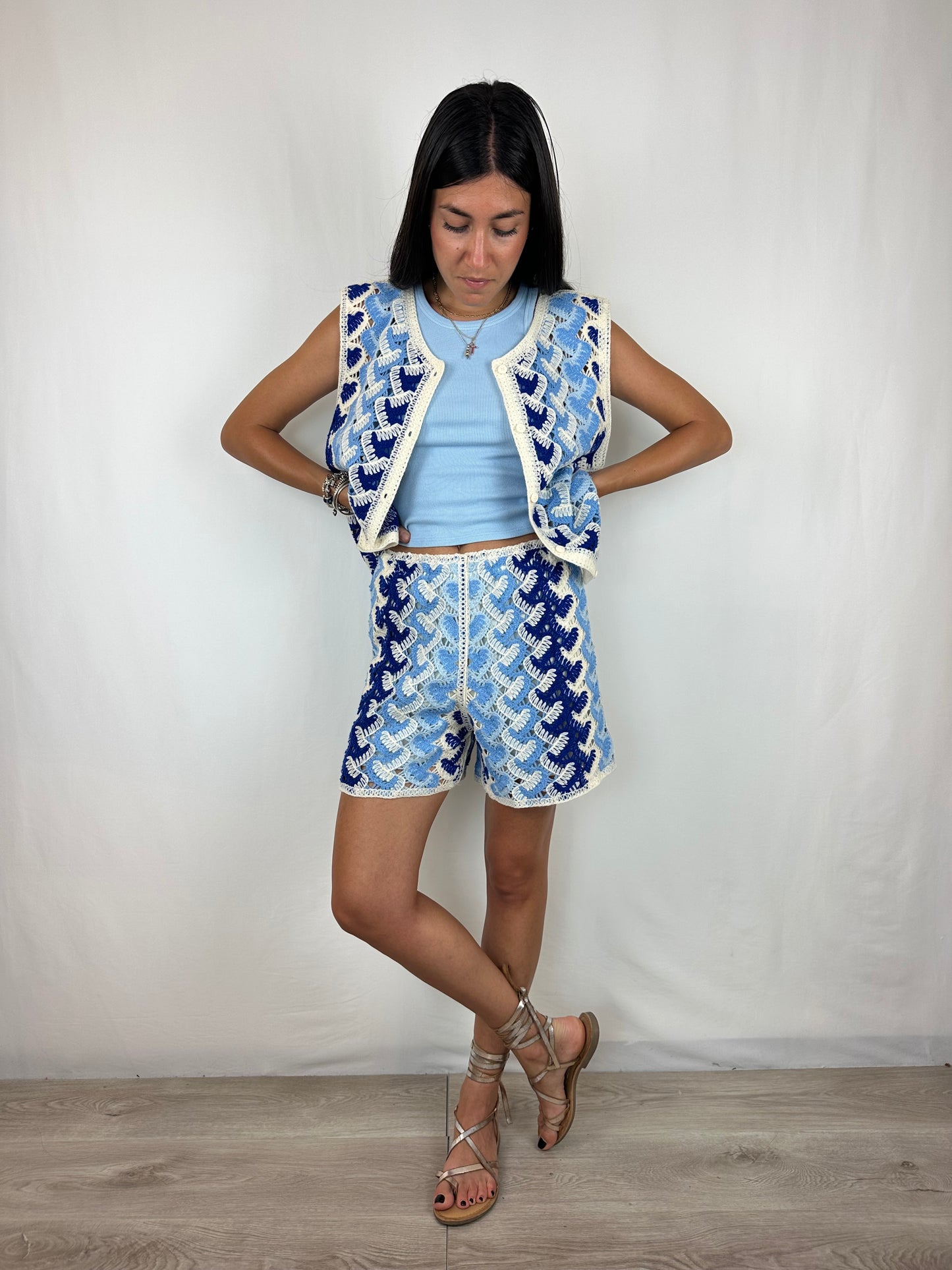 COMPLETO CROCHET AZZURRO|BLU