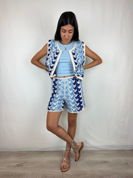 COMPLETO CROCHET AZZURRO|BLU