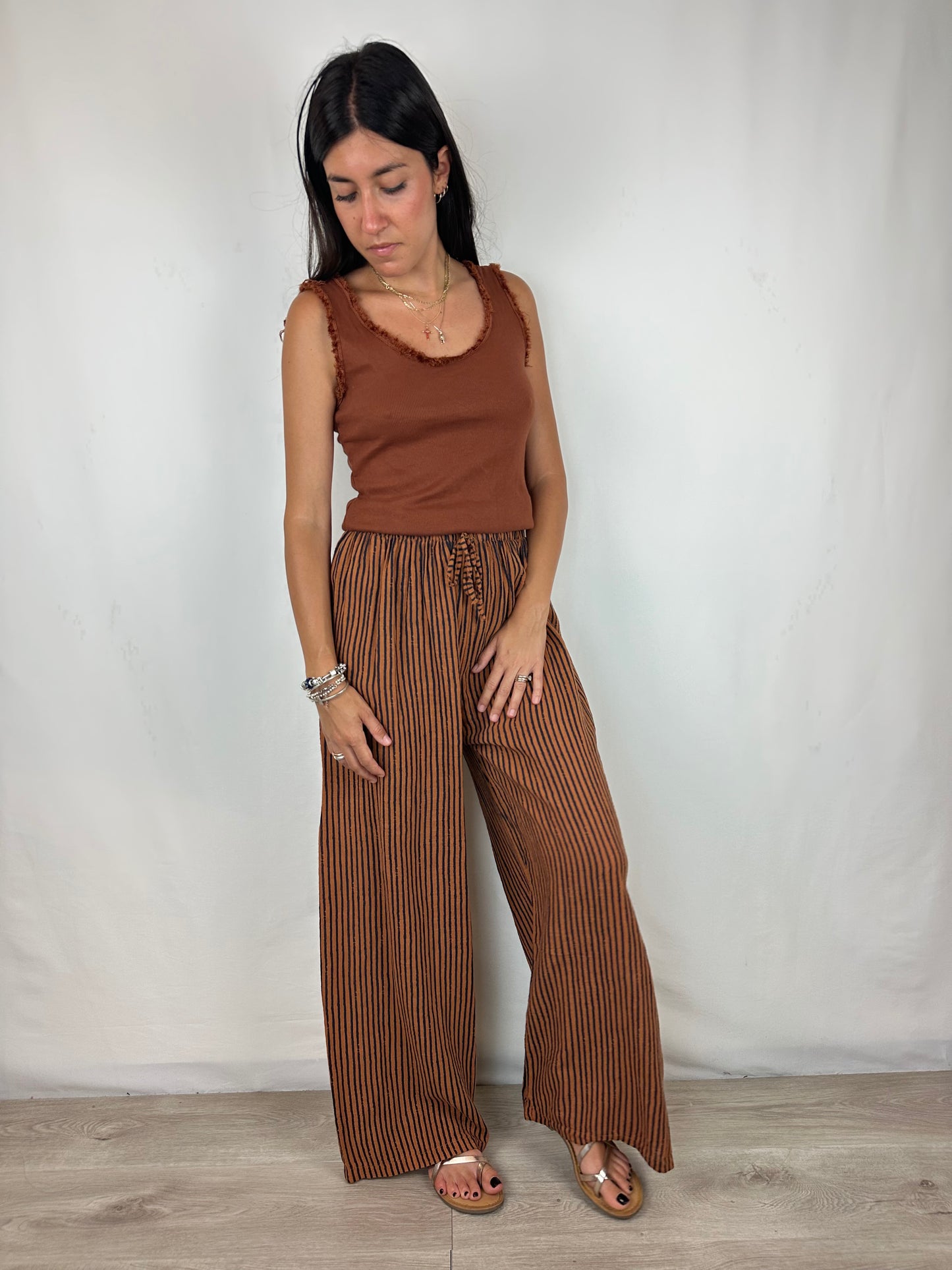 PANTALONE RIGHE COCCIO|BLU