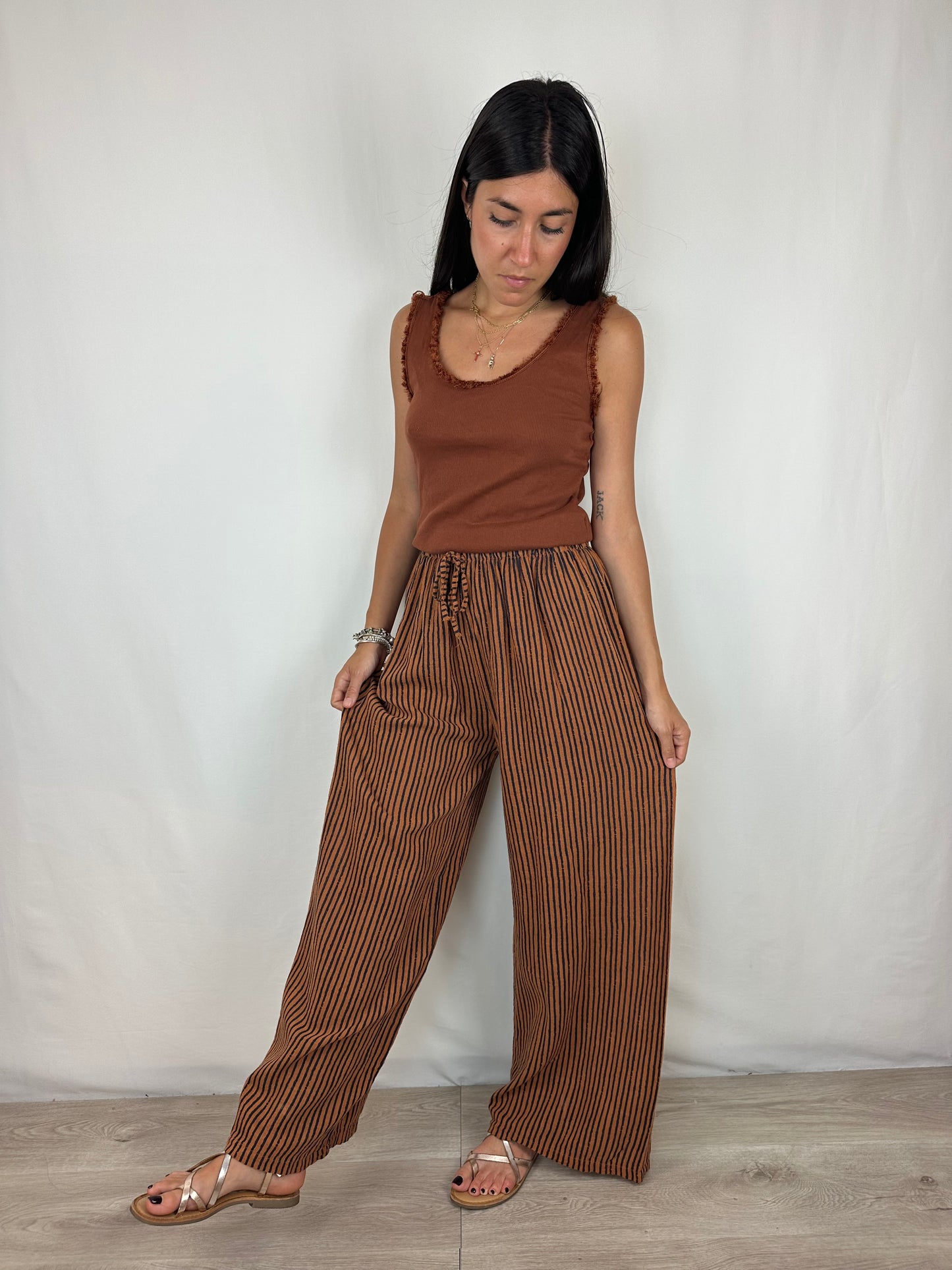 PANTALONE RIGHE COCCIO|BLU