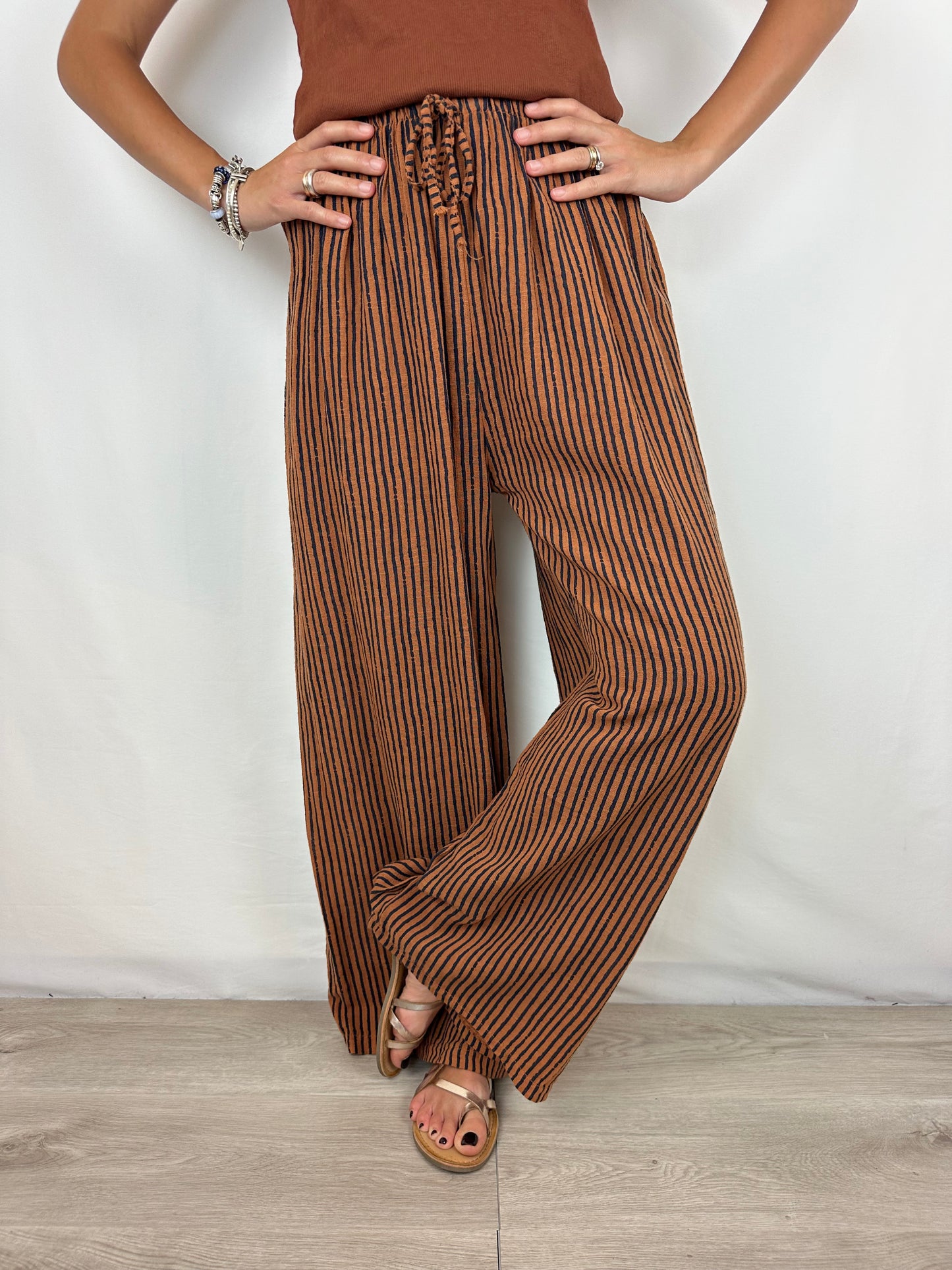 PANTALONE RIGHE COCCIO|BLU