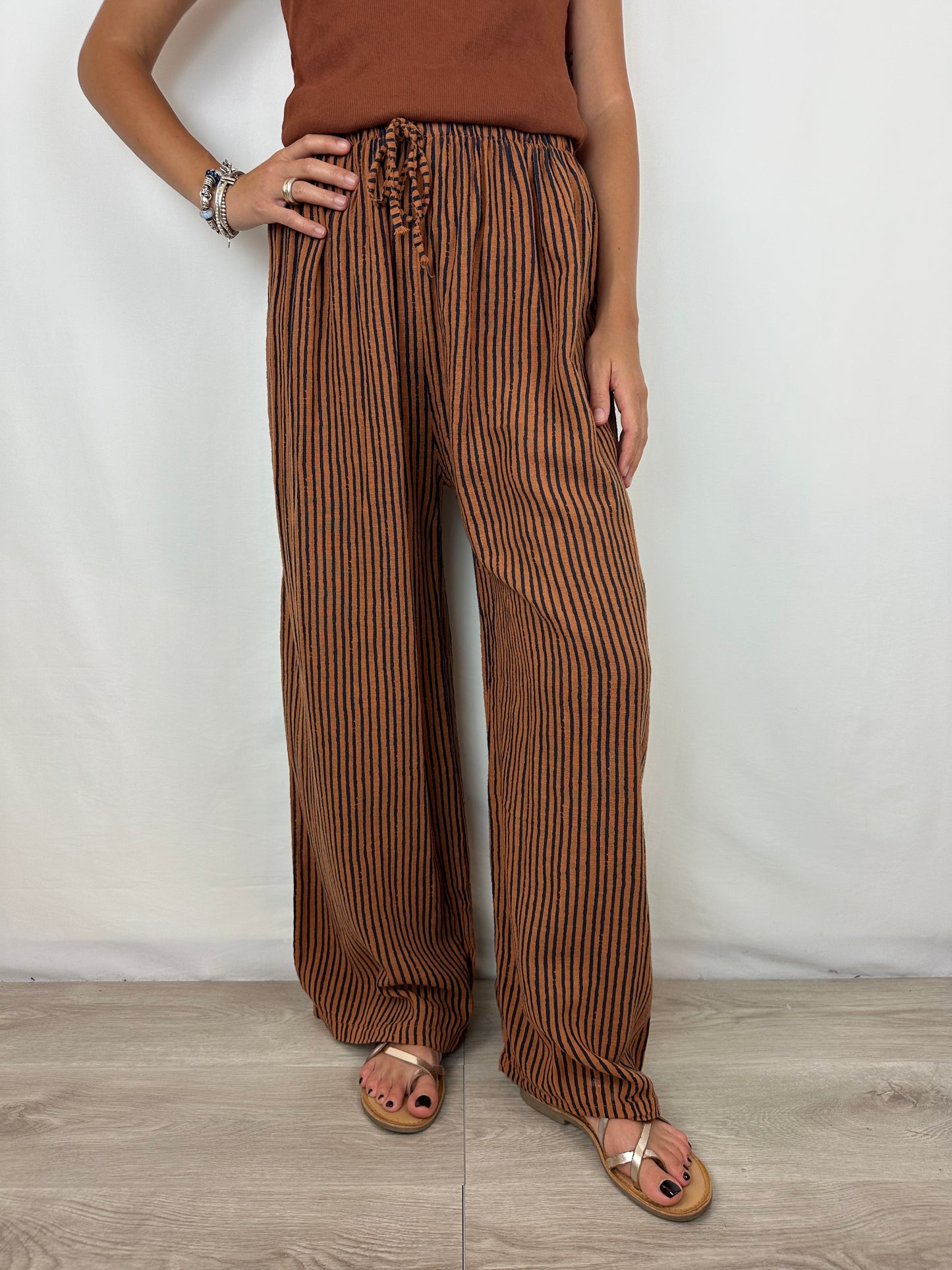 PANTALONE RIGHE COCCIO|BLU