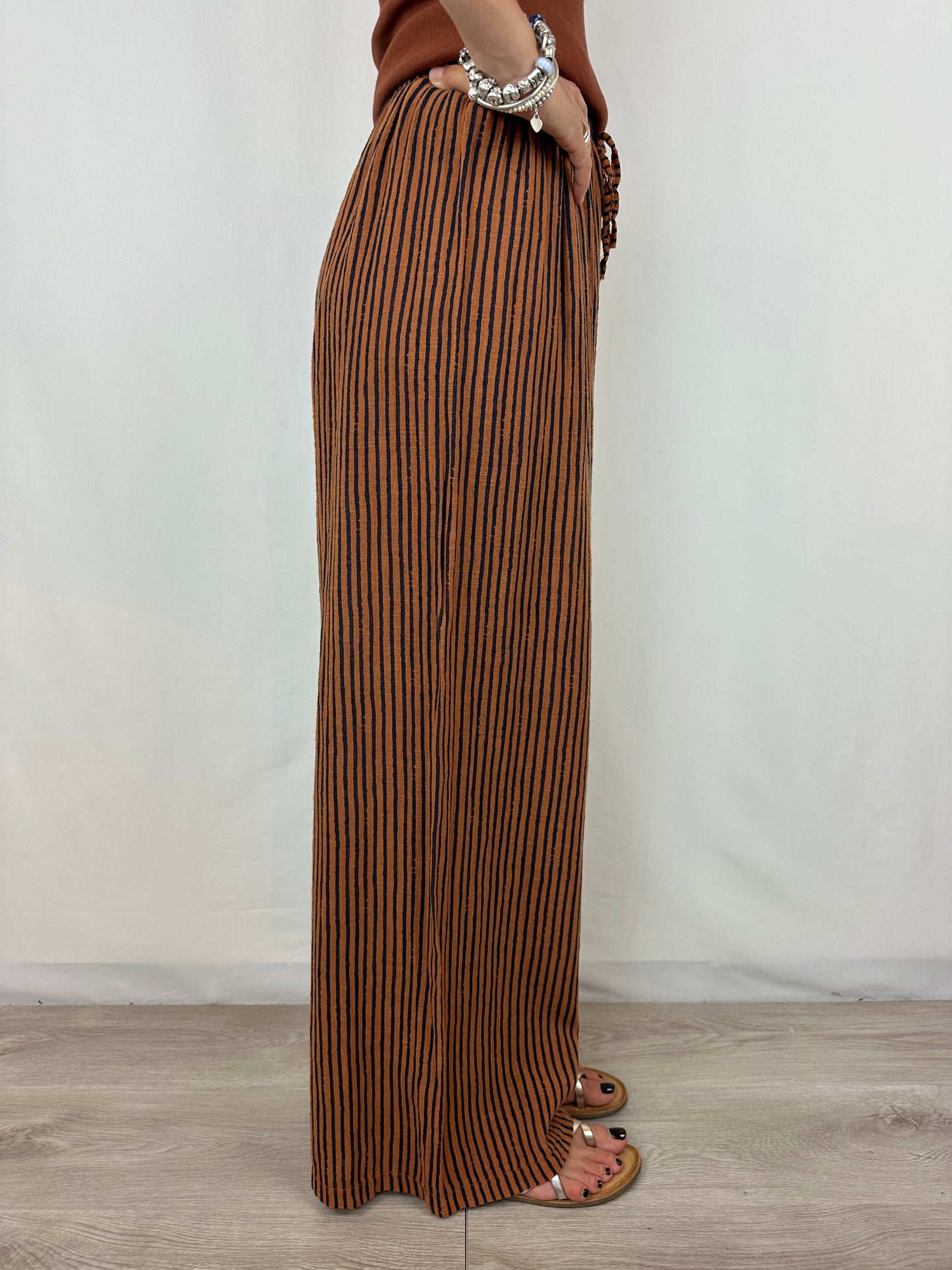 PANTALONE RIGHE COCCIO|BLU