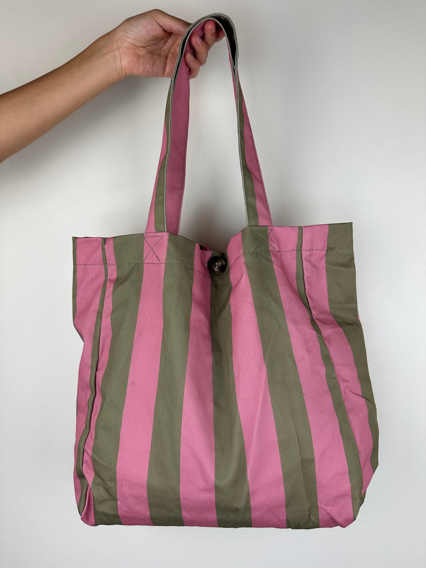 TOTE BAG RIGHE ROSA|TORTORA
