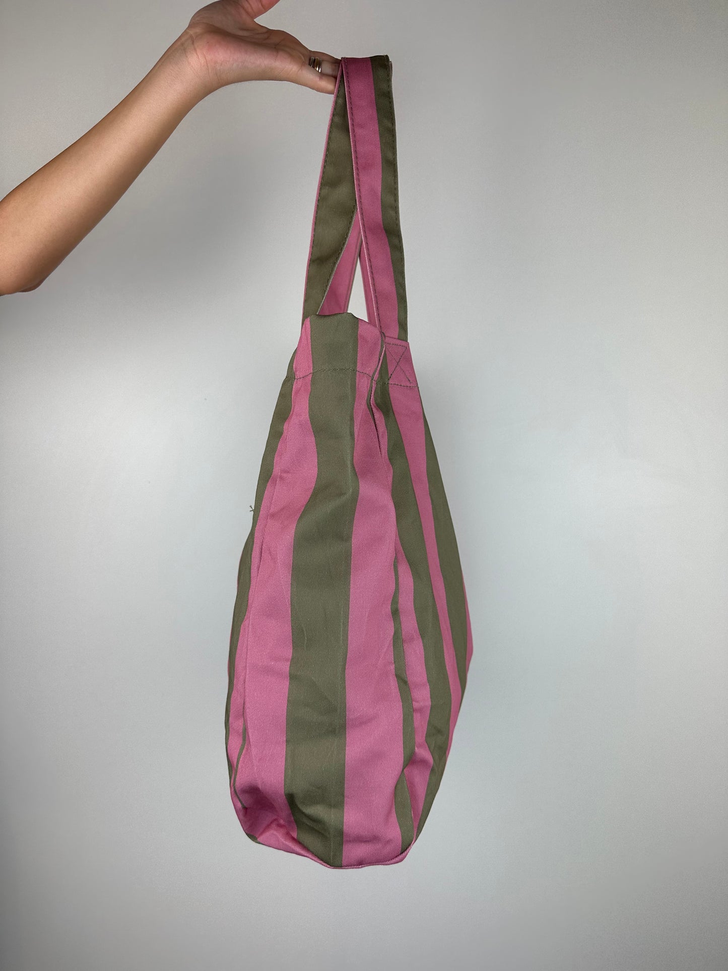 TOTE BAG RIGHE ROSA|TORTORA