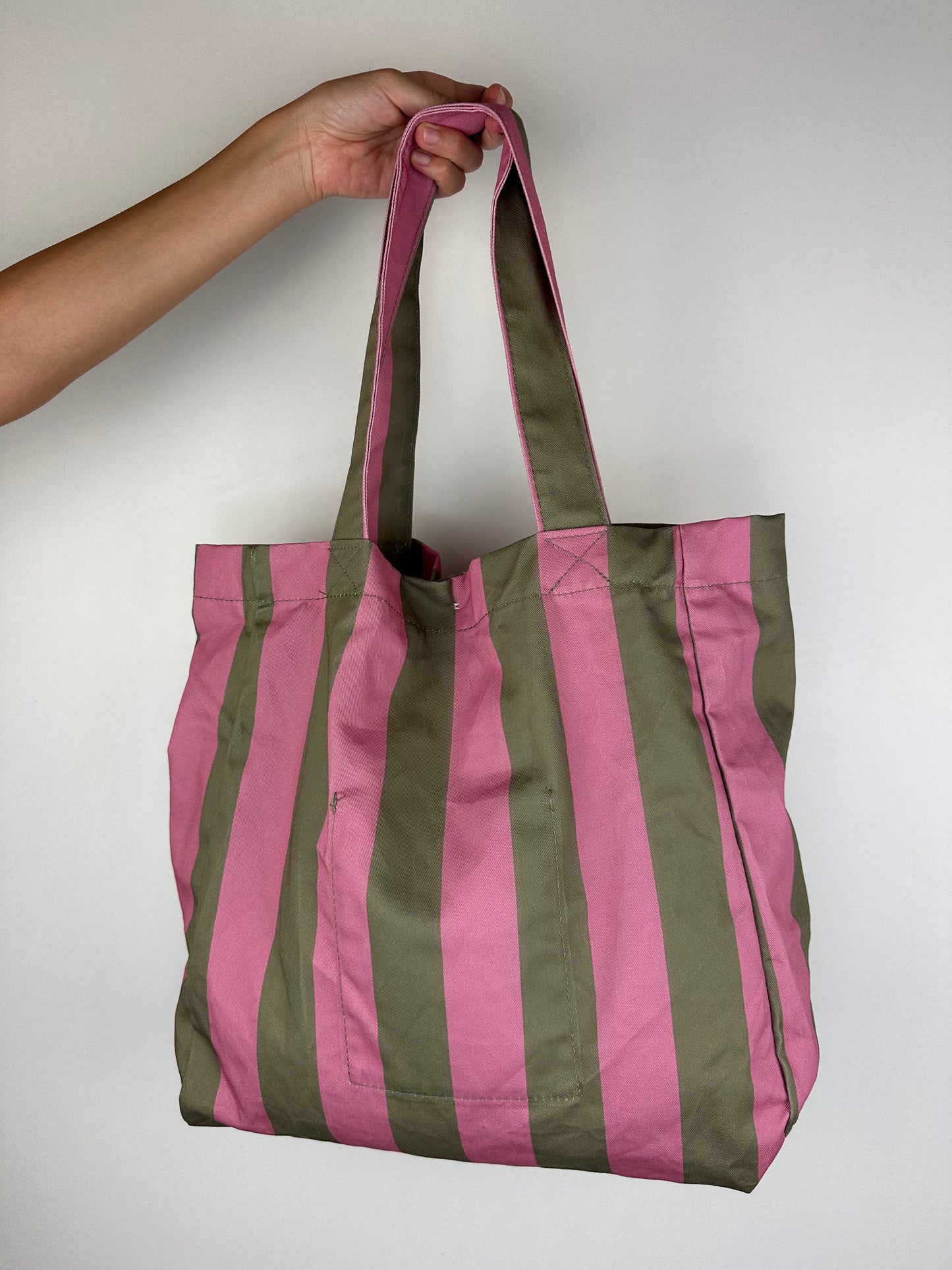 TOTE BAG RIGHE ROSA|TORTORA