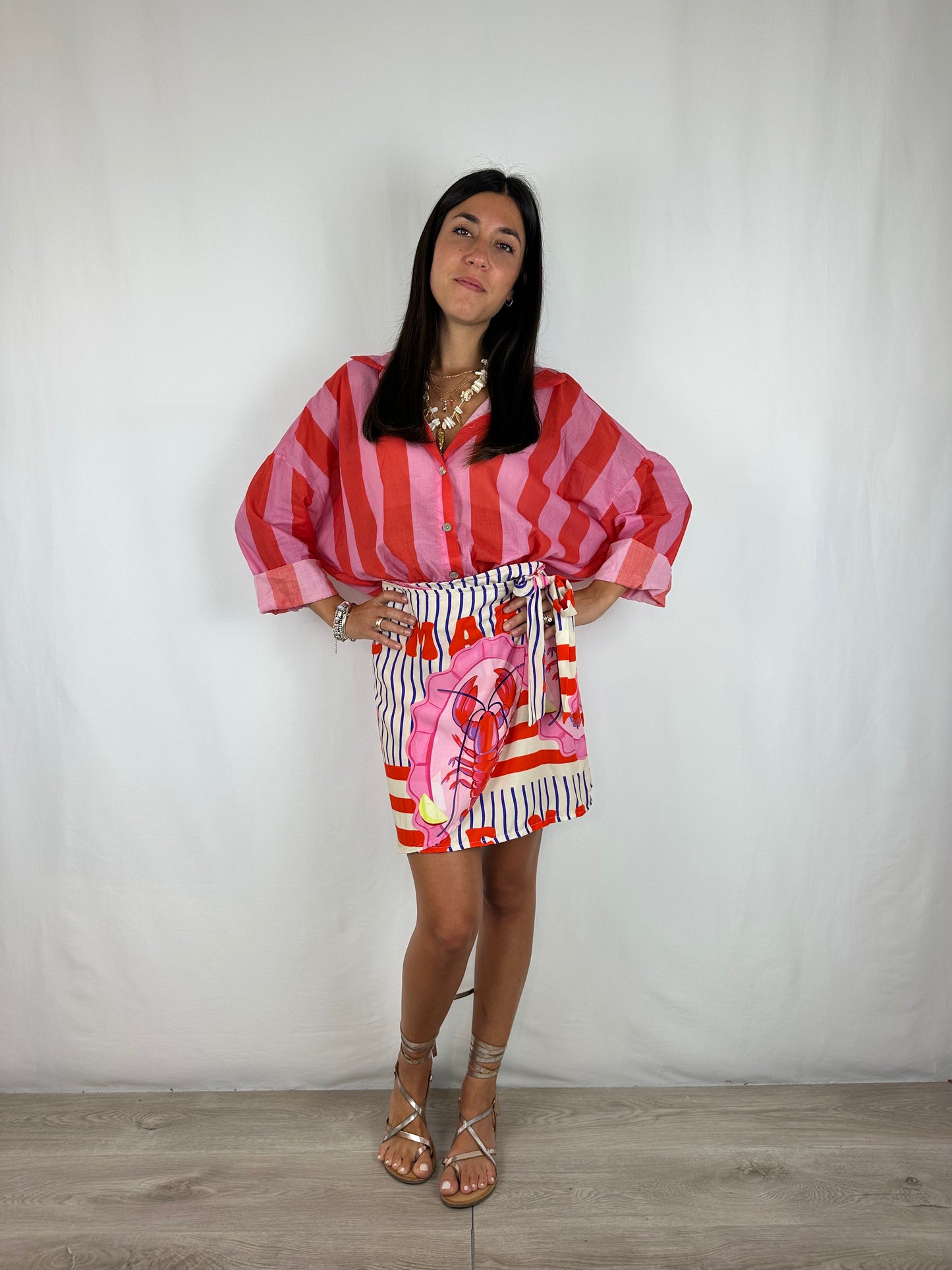 CAMICIA RIGHE ARANCIO|ROSA