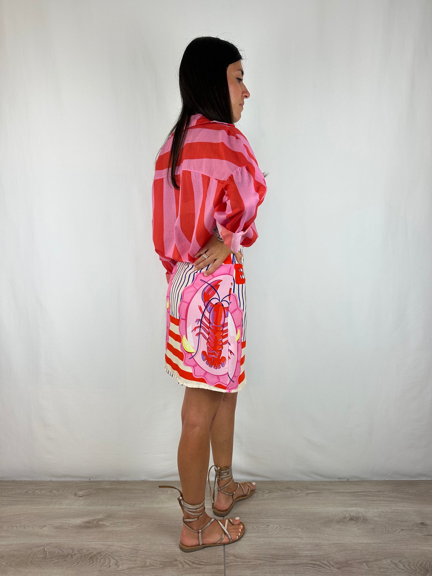 CAMICIA RIGHE ARANCIO|ROSA