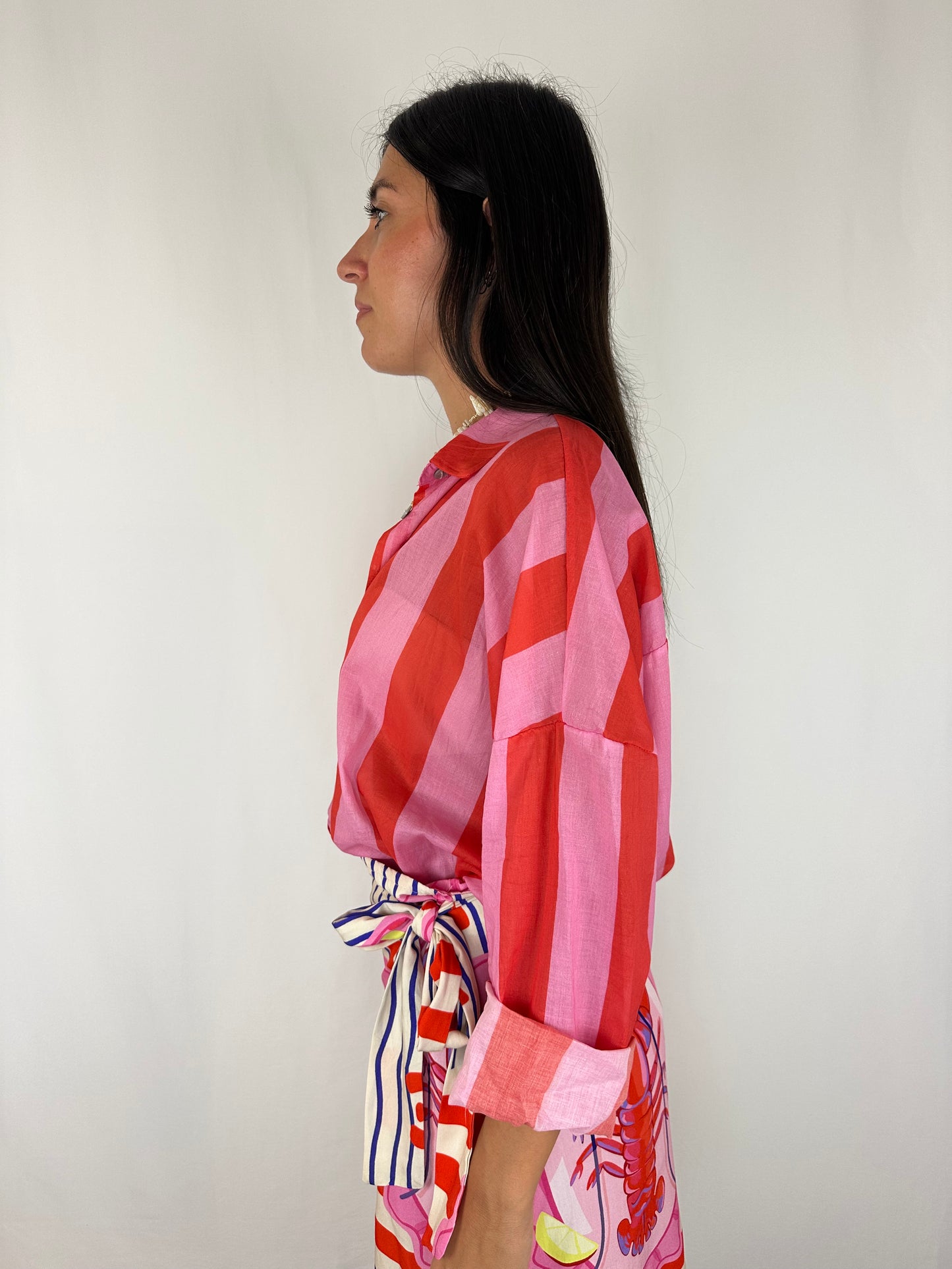 CAMICIA RIGHE ARANCIO|ROSA