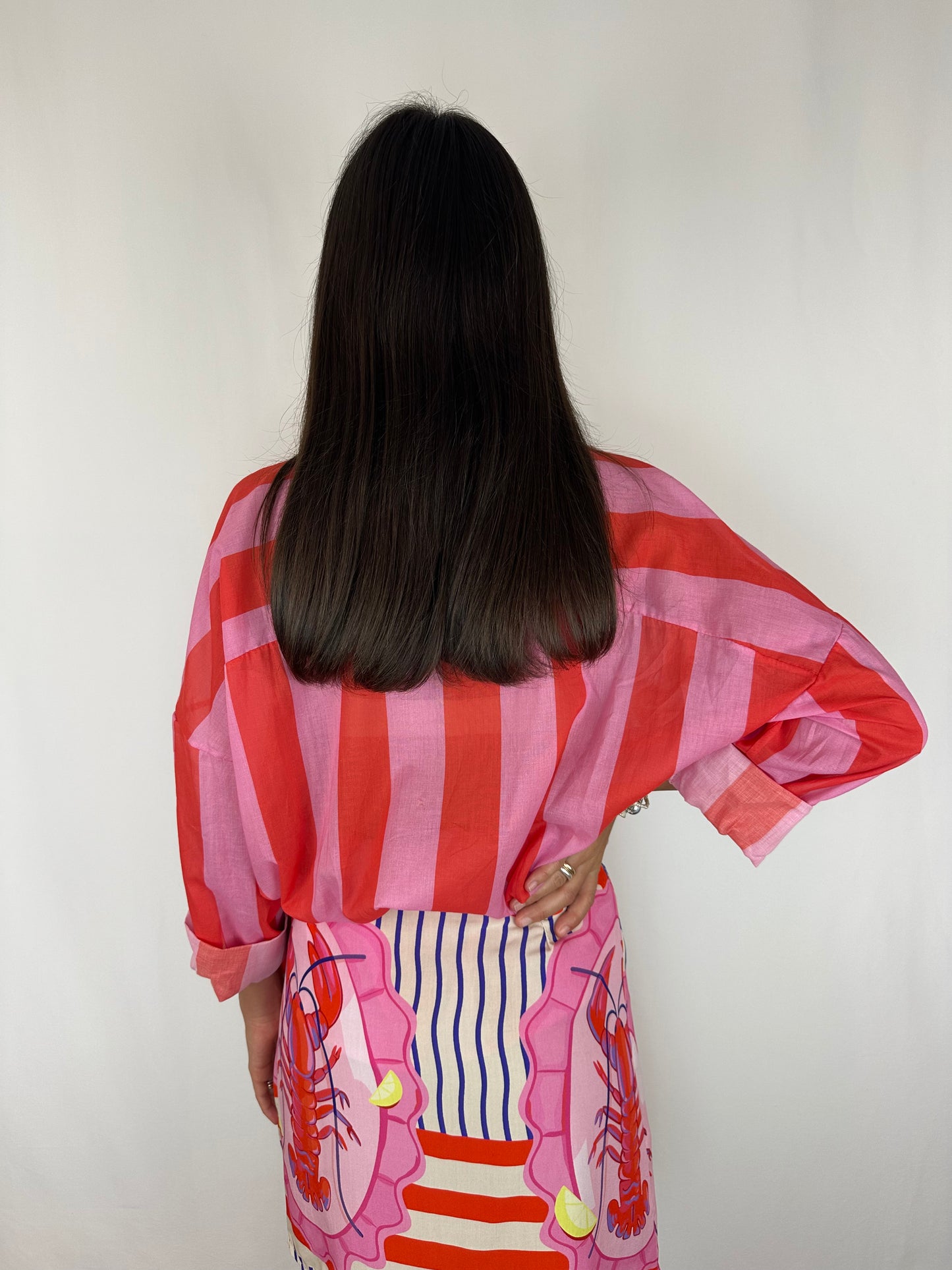 CAMICIA RIGHE ARANCIO|ROSA