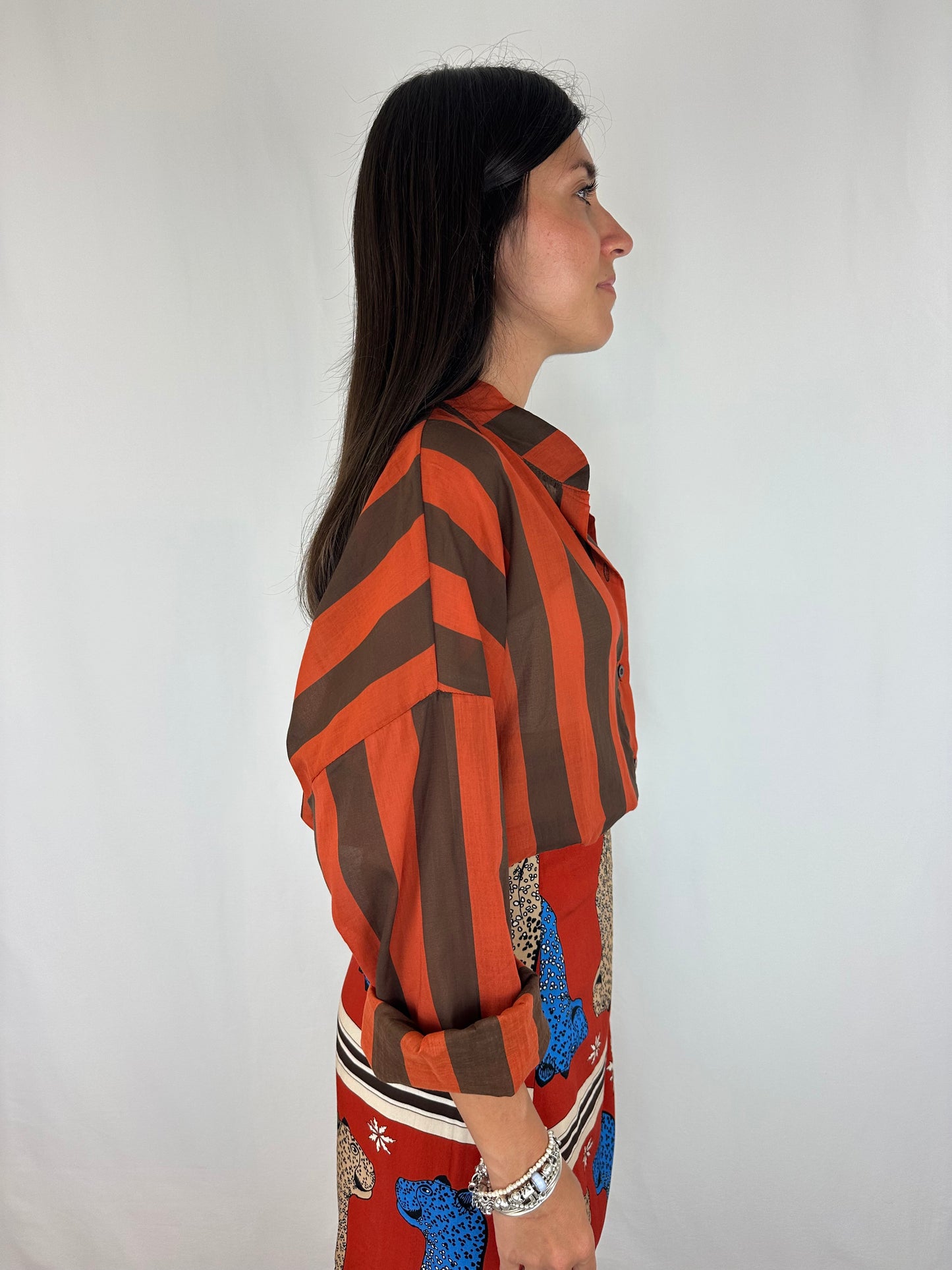 CAMICIA A RIGHE COCCIO|MARRONE
