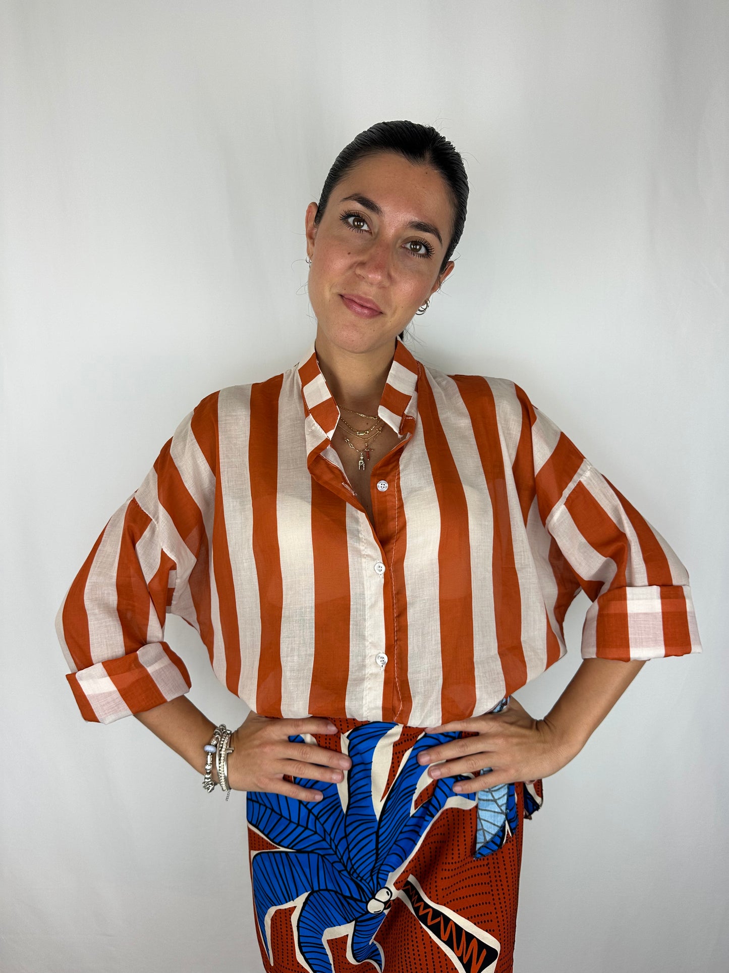 CAMICIA RIGHE COCCIO|BIANCO