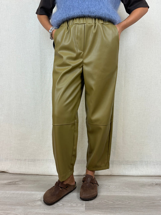 PANTALONE ECOPELLE VERDE MUSCHIO
