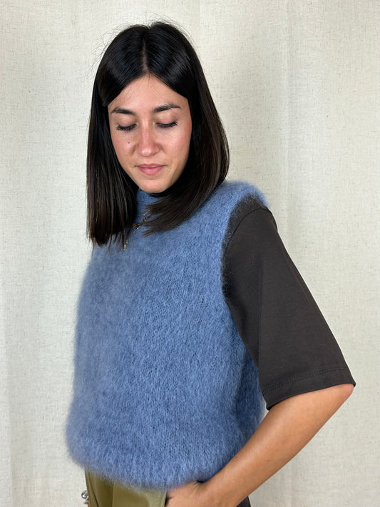 GILET IN LANA AZZURRO