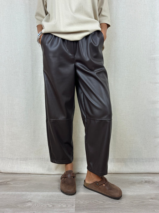 PANTALONE ECOPELLE MARRONE