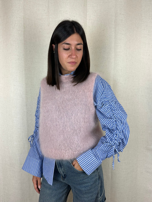 GILET IN LANA ROSA