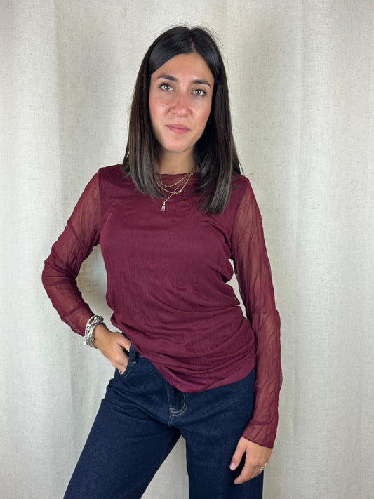 MAGLIA BORDEAUX SEMITRASPARENTE