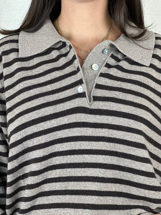 MAGLIONCINO POLO RIGHE MARRONE