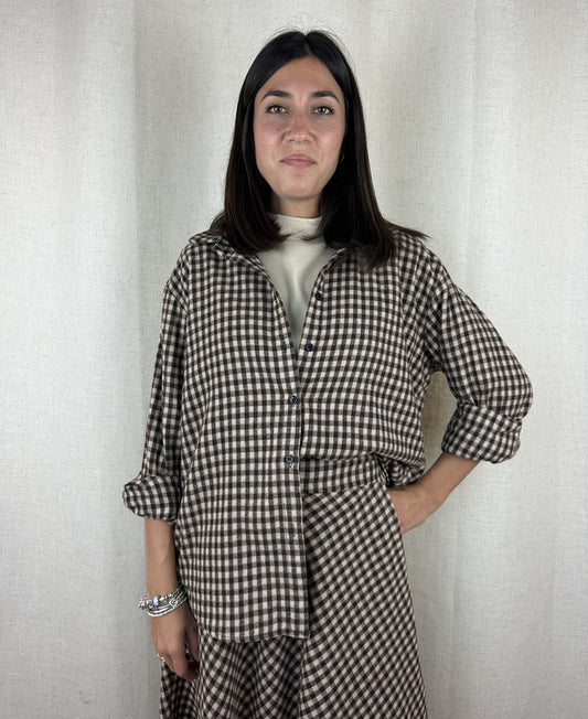 CAMICIA QUADRETTI MARRONE