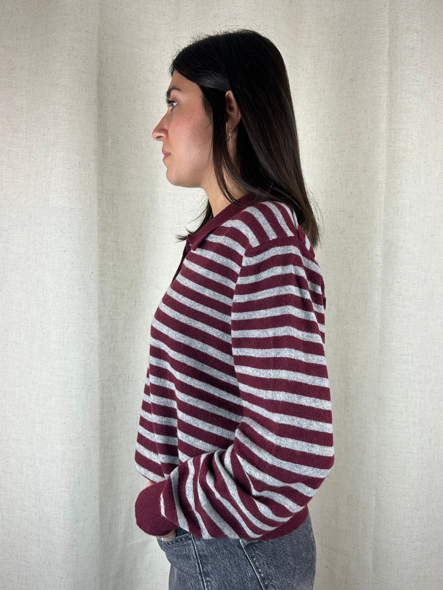 MAGLIONCINO POLO RIGHE BURGUNDY