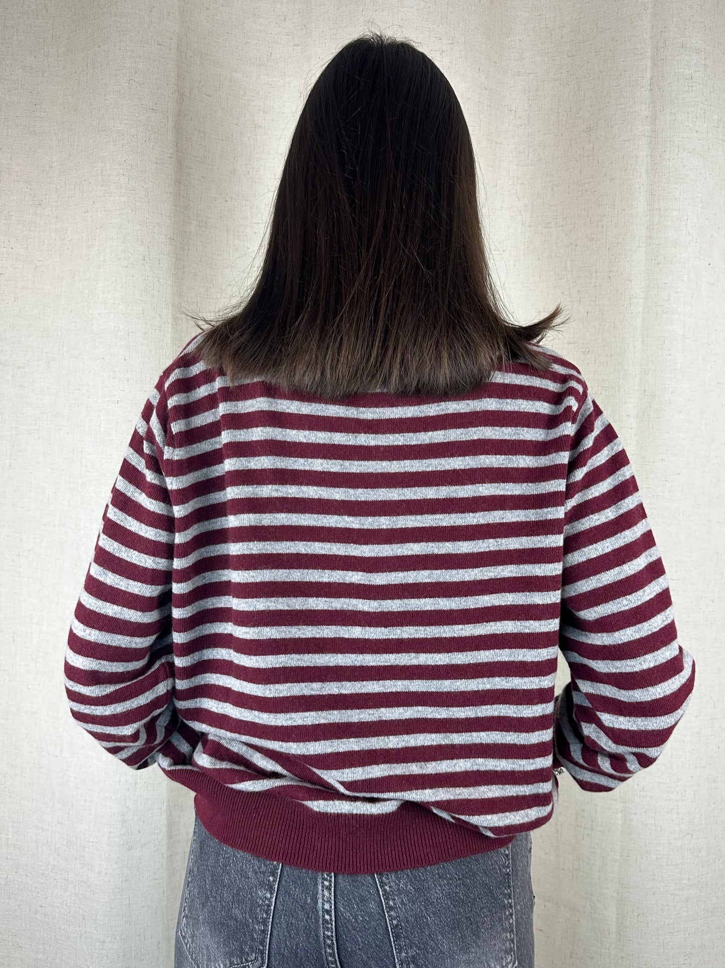 MAGLIONCINO POLO RIGHE BURGUNDY