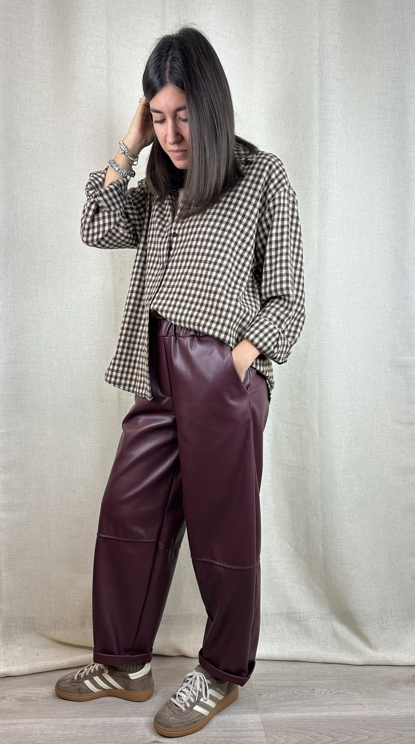 PANTALONE ECOPELLE BORDEAUX
