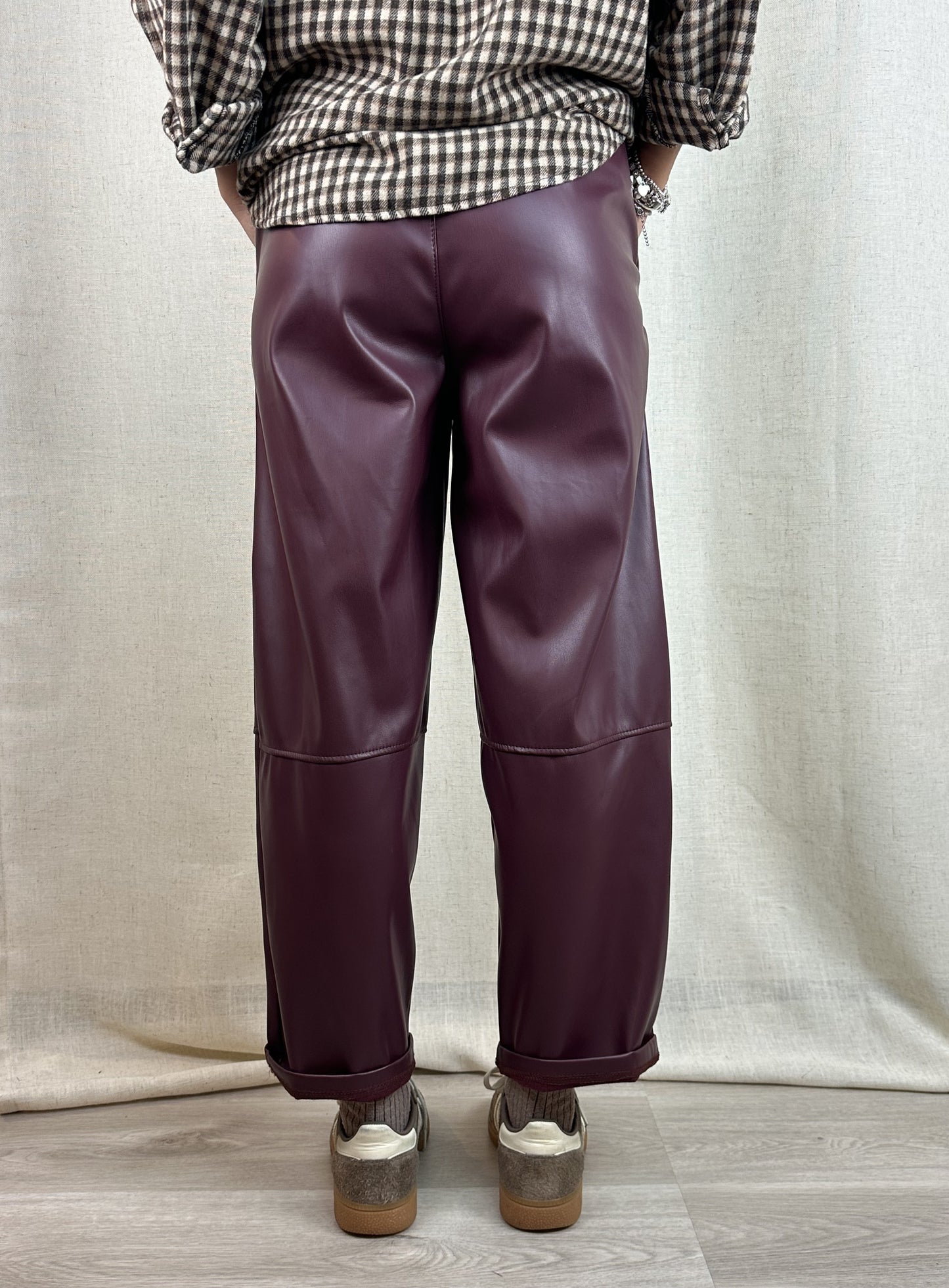 PANTALONE ECOPELLE BORDEAUX