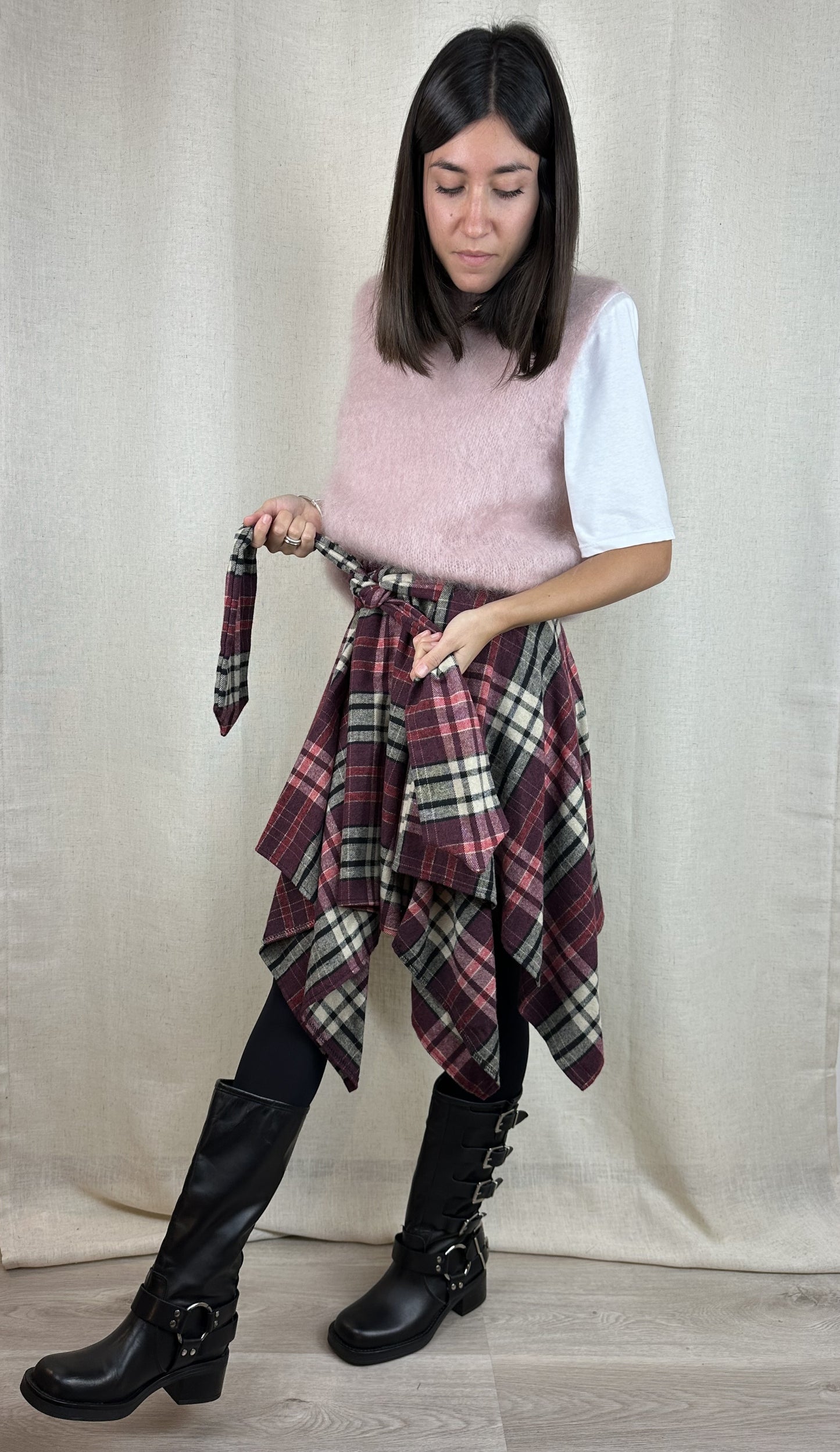 GONNA A CAMICIA BURGUNDY