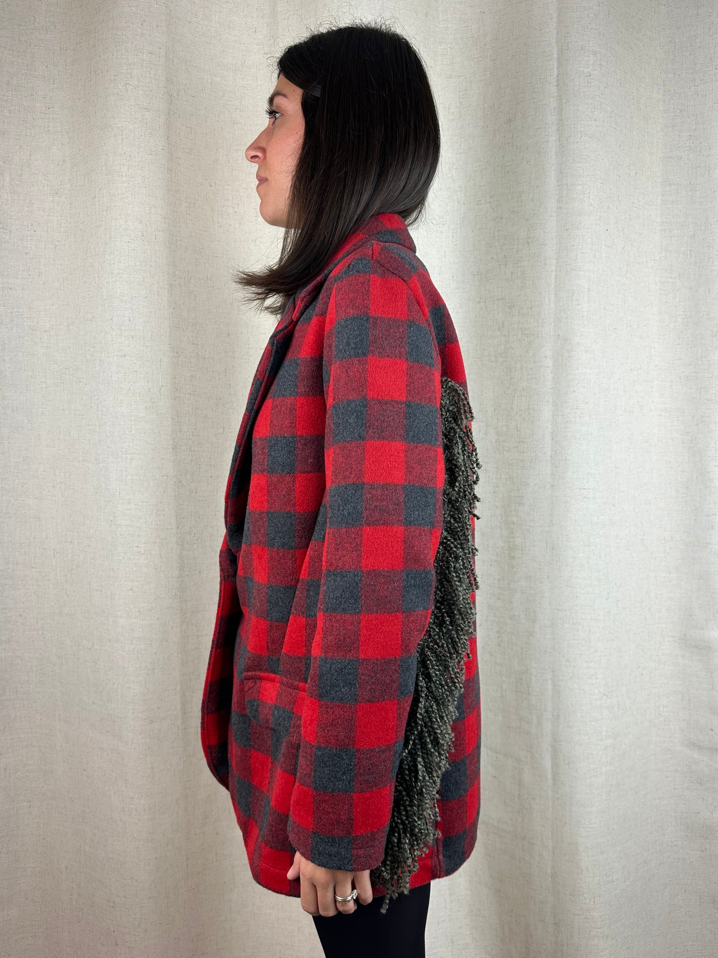 BLAZER QUADRI CON FRANGE