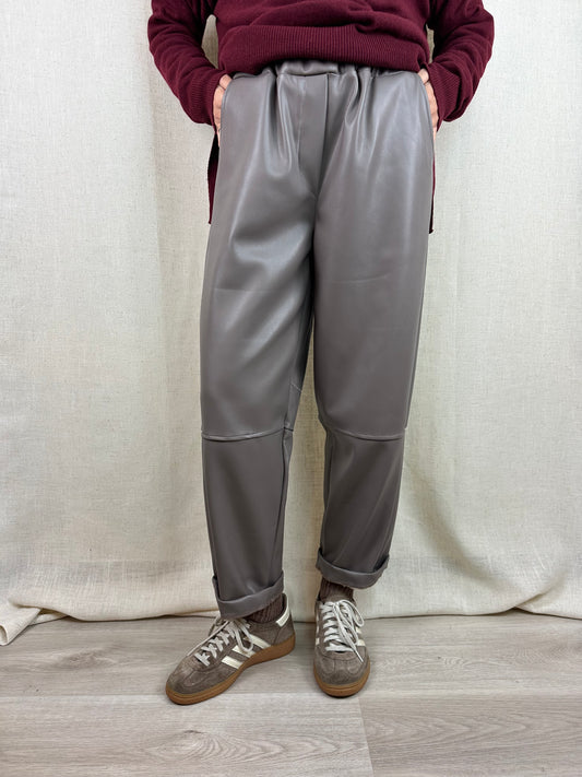 PANTALONI ECOPELLE FANGO