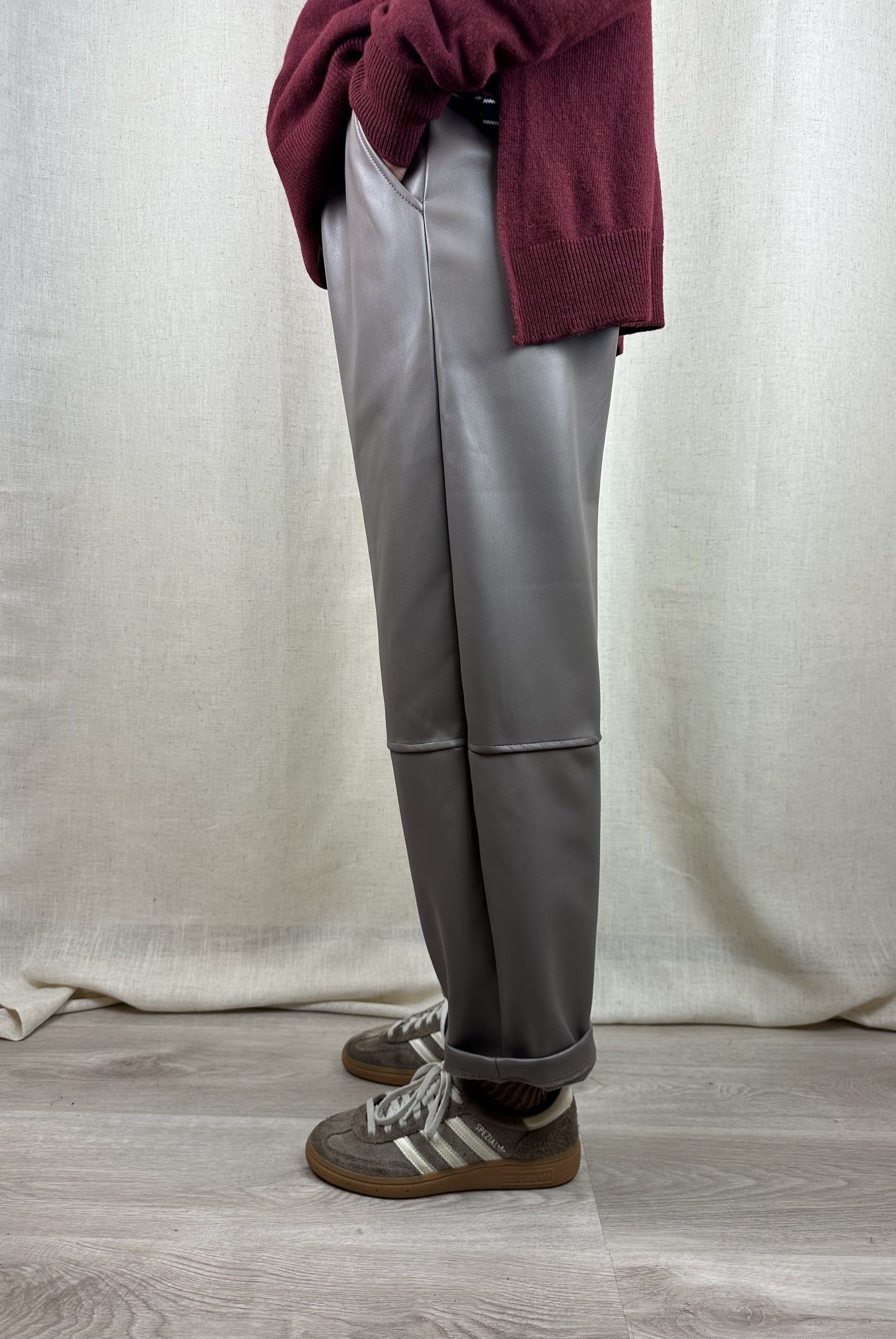 PANTALONI ECOPELLE FANGO