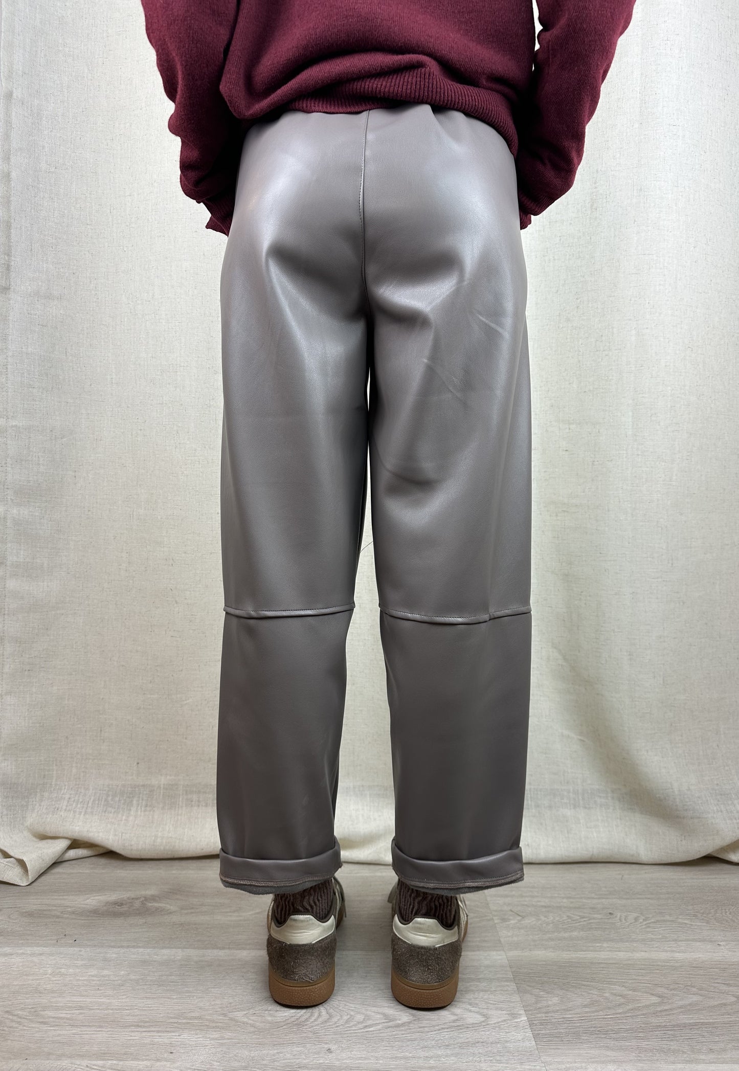 PANTALONI ECOPELLE FANGO