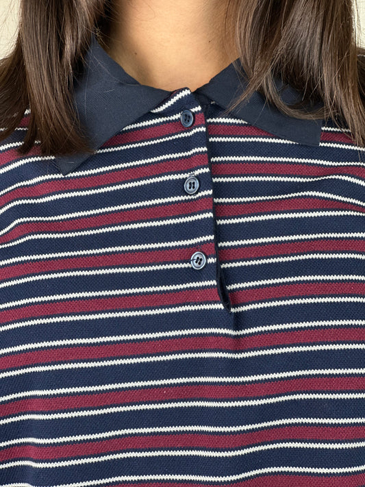 POLO RIGHE BLU E BORDEAUX