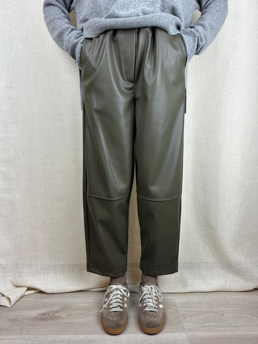 PANTALONI ECOPELLE VERDI MILITARE