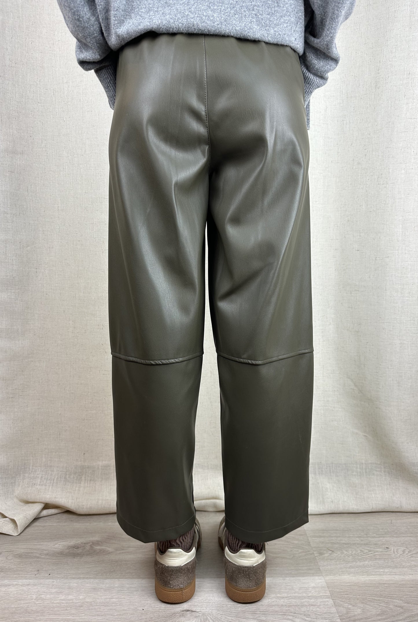 PANTALONI ECOPELLE VERDI MILITARE