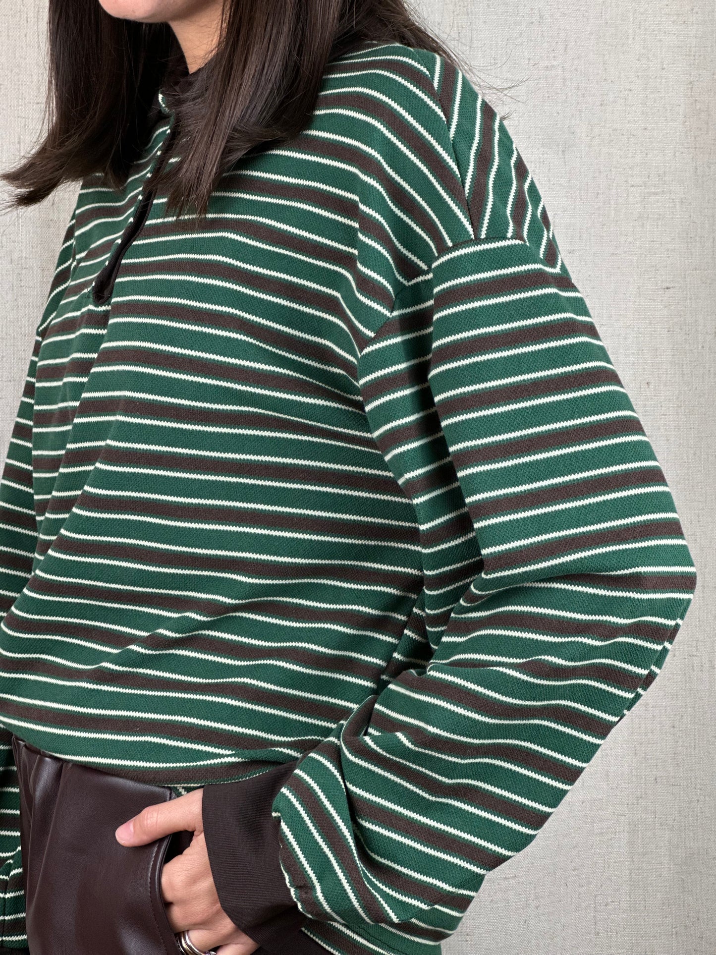 POLO RIGHE MARRONE E VERDE