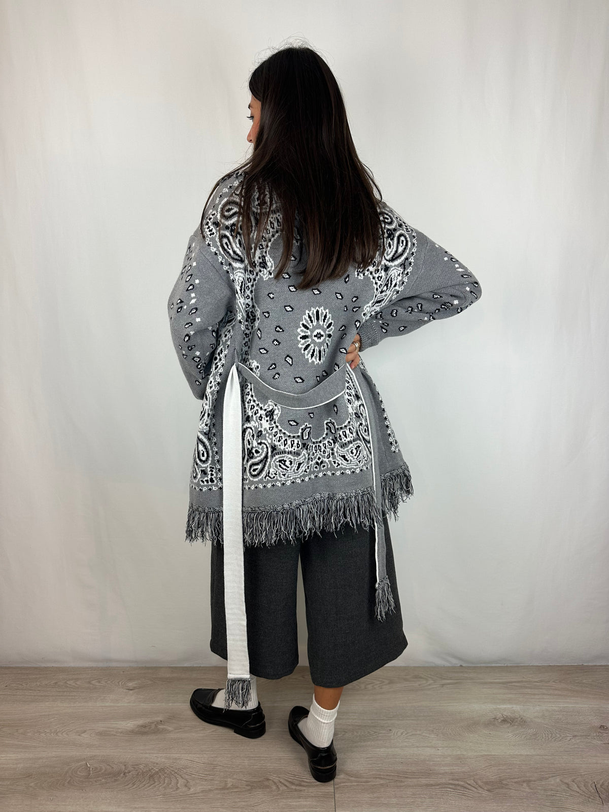 CARDIGAN BANDANA GRIGIO