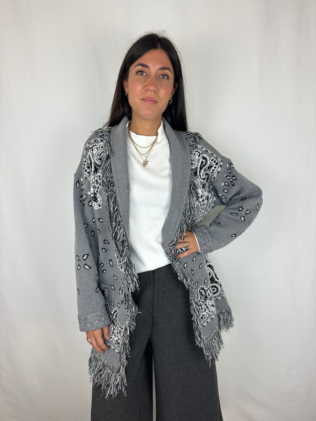 CARDIGAN BANDANA GRIGIO