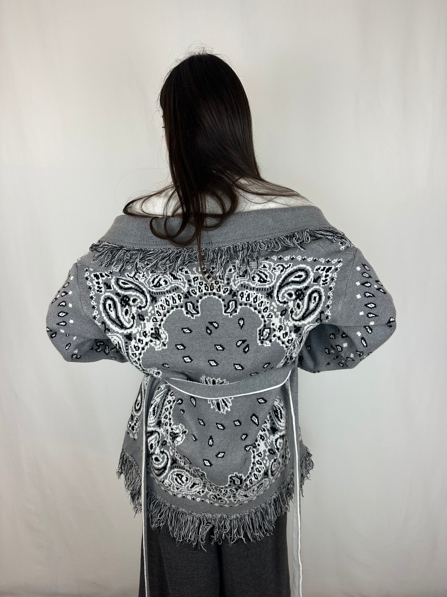 CARDIGAN BANDANA GRIGIO