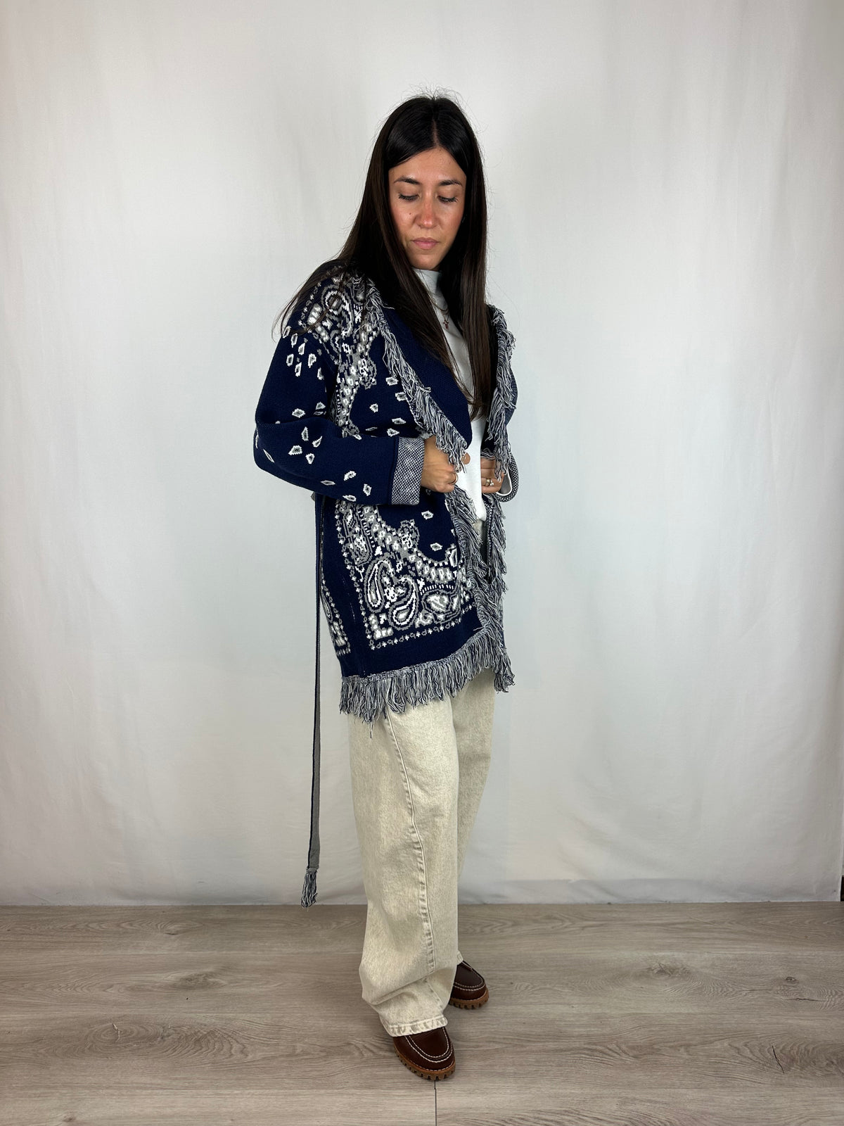CARDIGAN BANDANA BLU