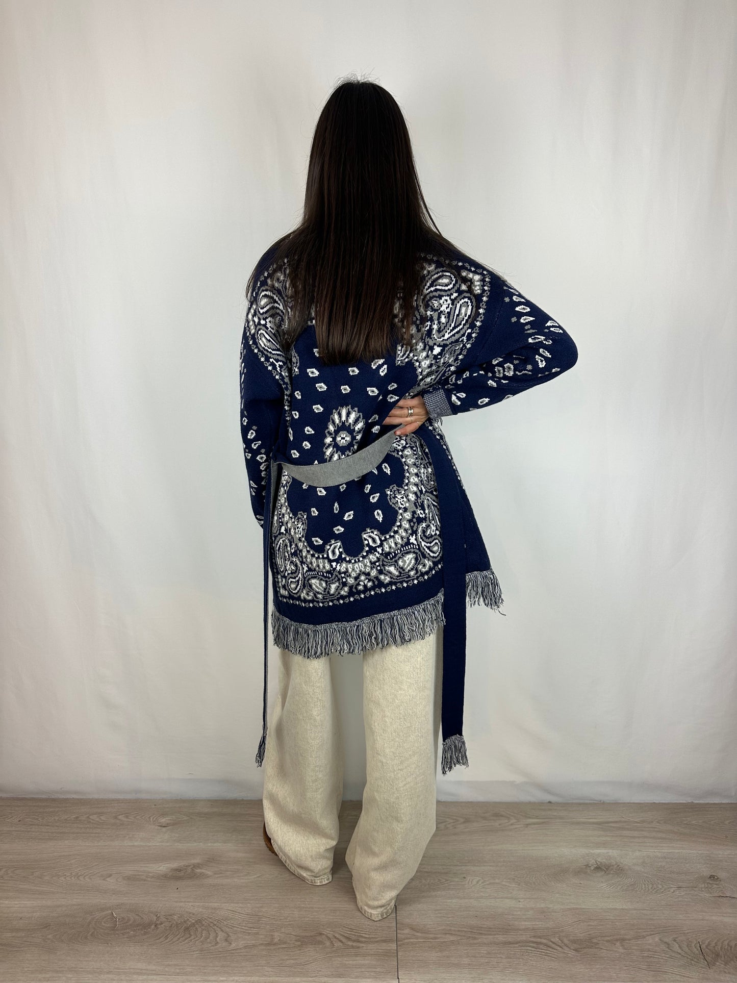 CARDIGAN BANDANA BLU