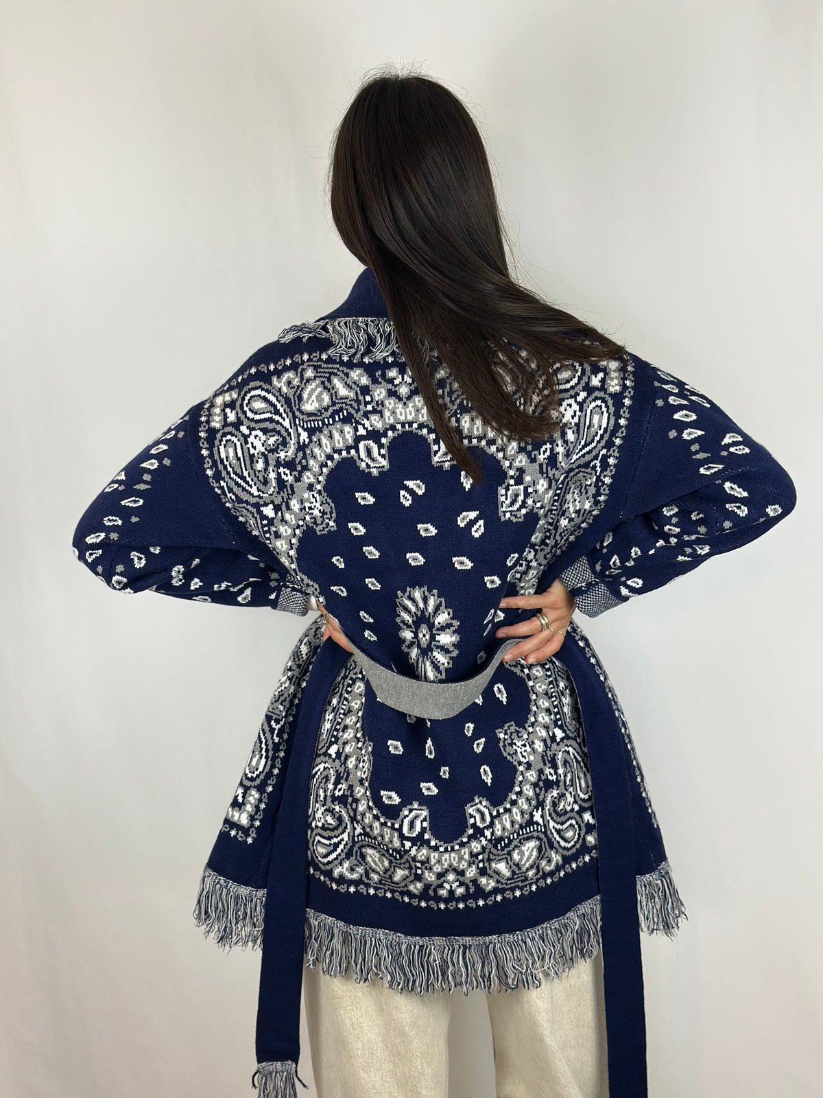 CARDIGAN BANDANA BLU