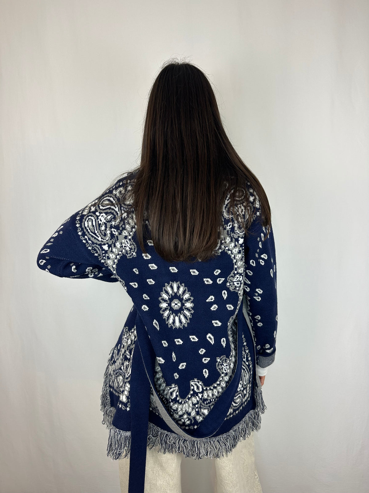 CARDIGAN BANDANA BLU
