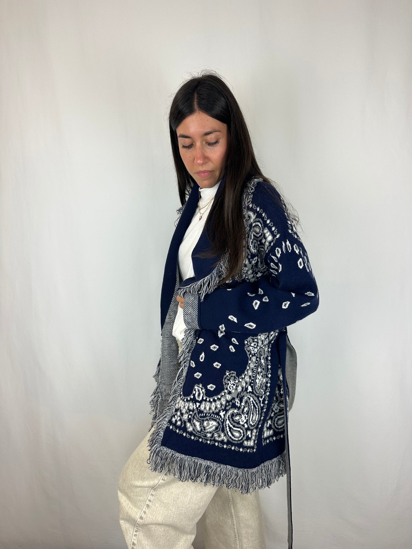 CARDIGAN BANDANA BLU
