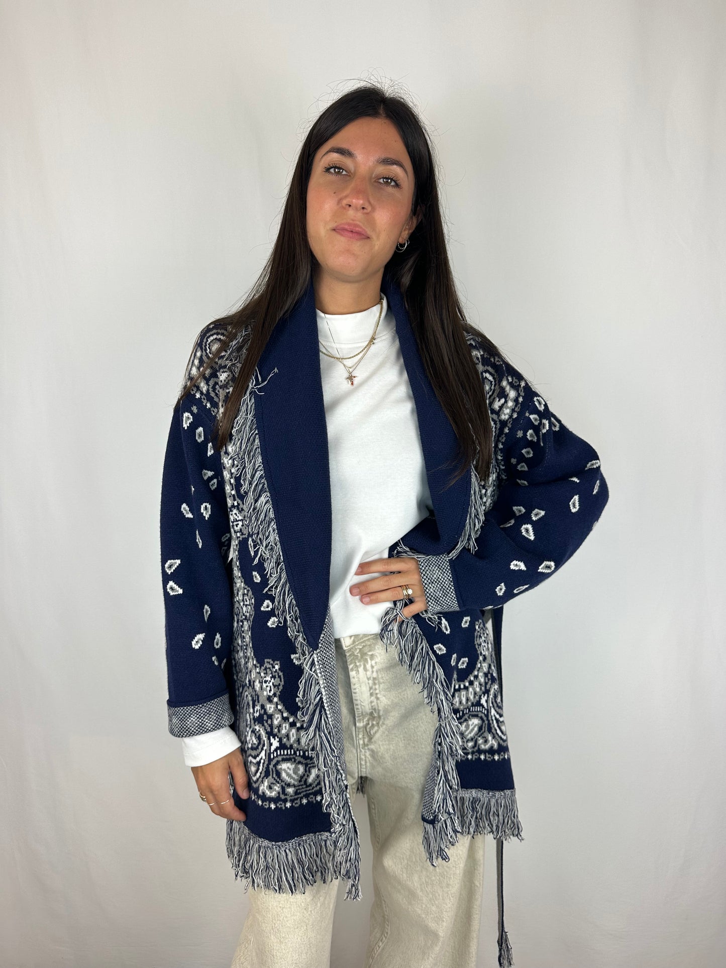CARDIGAN BANDANA BLU