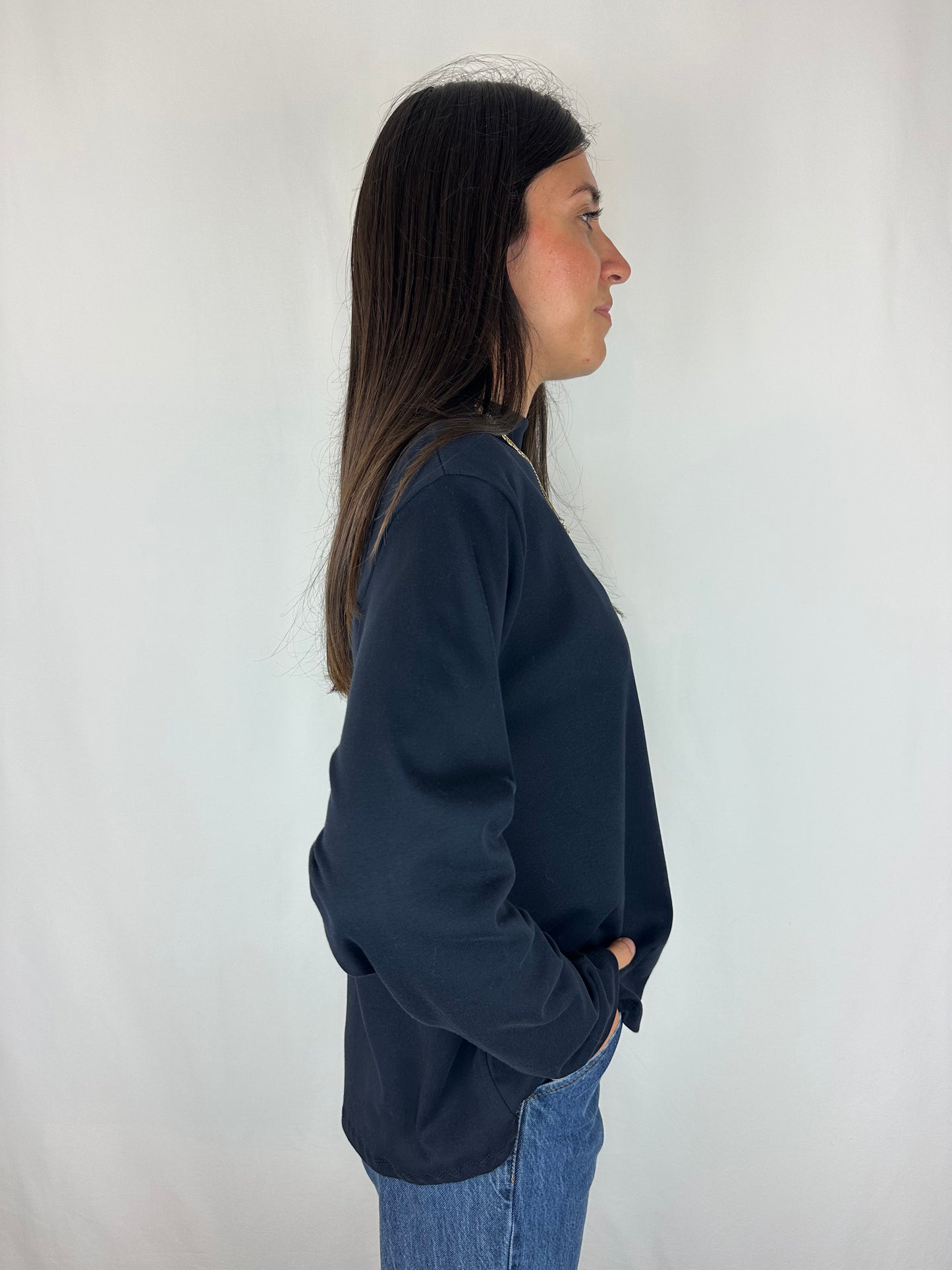 MAGLIA BLU M|LUNGA COTONE