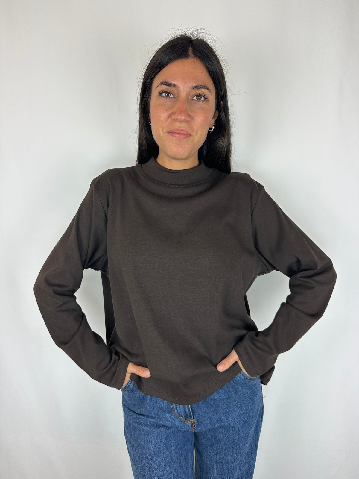 MAGLIA MARRONE M|LUNGA COTONE