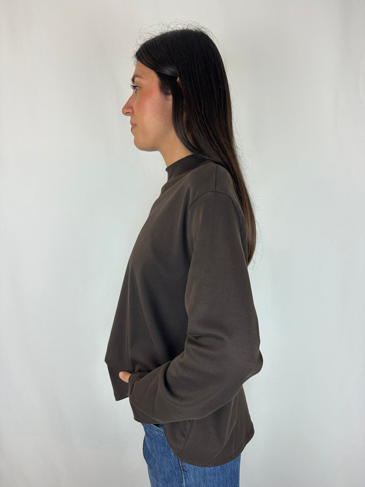 MAGLIA MARRONE M|LUNGA COTONE