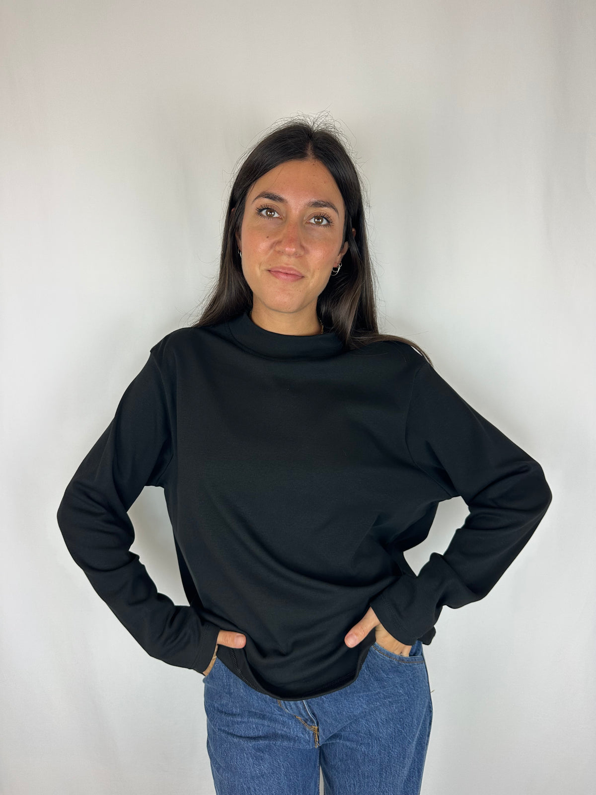 MAGLIA NERA M|LUNGA COTONE